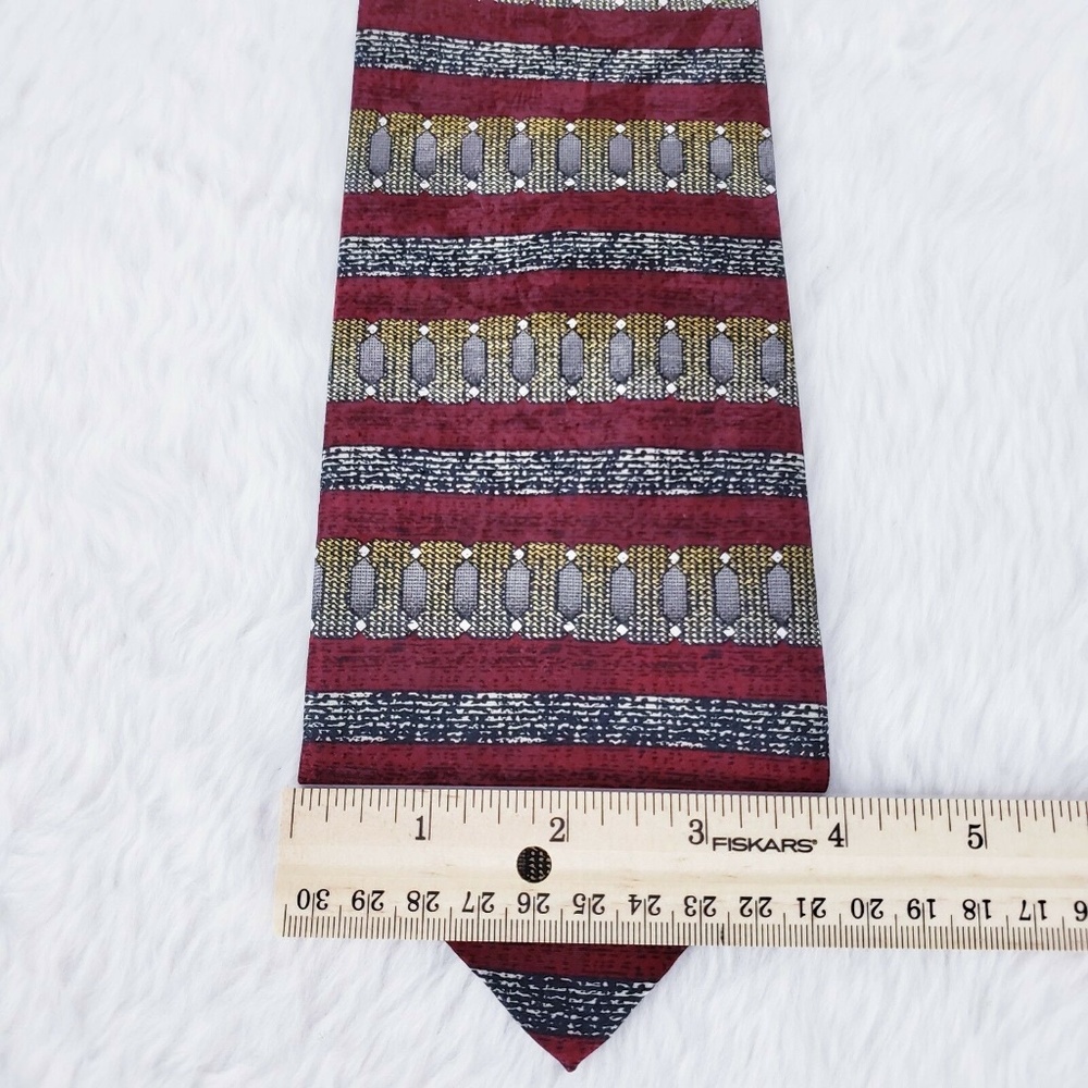 Antonia Geometric Striped 100% Silk Men Necktie Multicolor Size 58x4 - NWOT - Picture 3 of 5